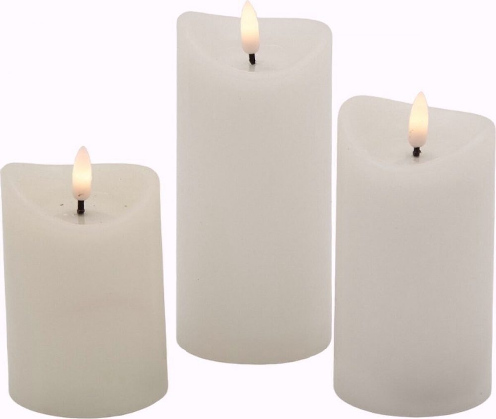 Realistic wax Led Candles Set of 3 PCS With Timer Battery Powered Operated Flame - Image 5